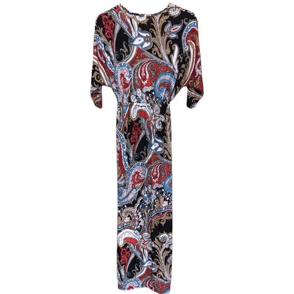 Women Summer Maxi Long Dress, Drape Mid-Sleeve, Multicolor, Medium - Picture 2 of 2